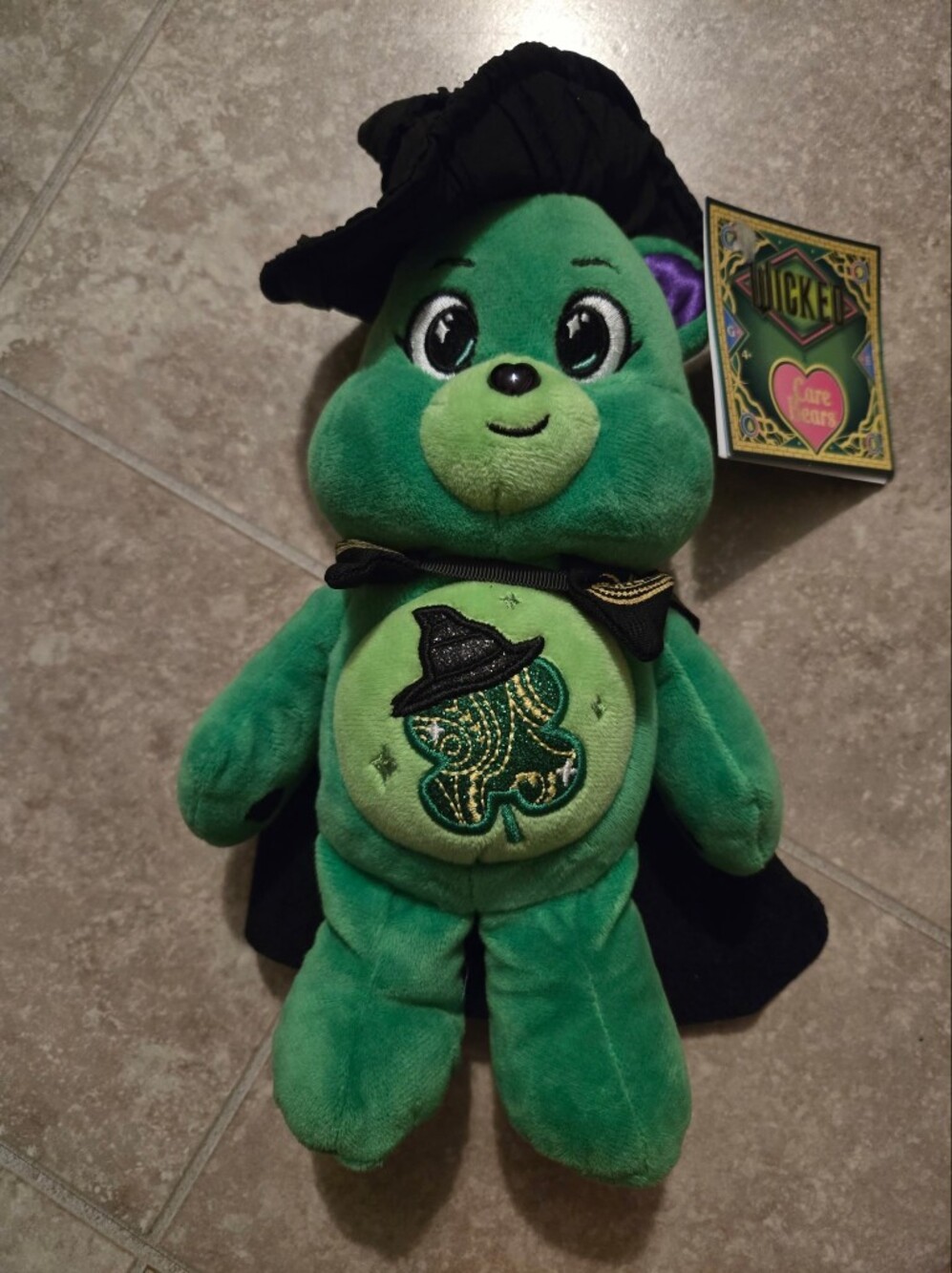 WICKED / CARE BEARS Good Luck Bear as Elphaba the Witch 8" Plush - NEW w/ TAGS